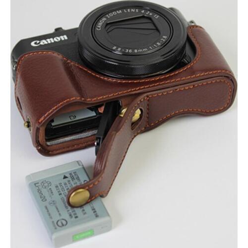 Genuine Cowhide Leather Half Body Case Camera bag cover For Canon G7 X MarkII G7X2 G7 X II G7XM2 With Battery Opening