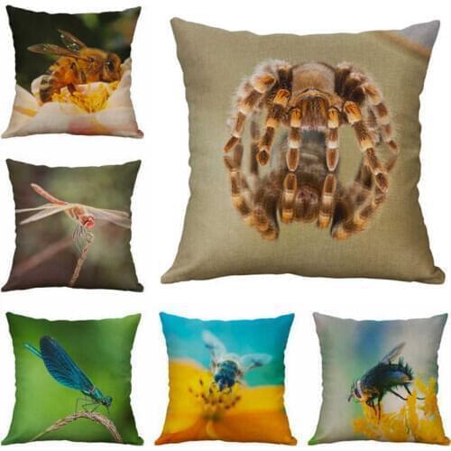 Spider For Home Printing Dragonfly cotton linen Pillow Insects Decor Case Gifts