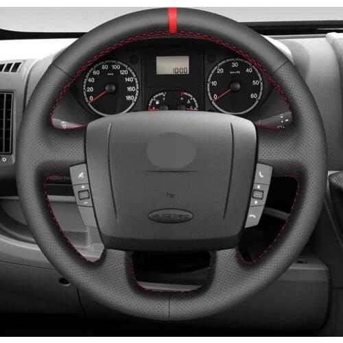 DIY Black Faux Leather Car Steering Wheel Braid Cover For Peugeot Boxer Citroen Jumper Relay Fiat Ducato Ram ProMaster