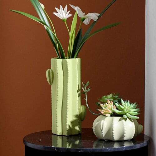 Creative cactus ceramic vase balcony succulents cactus potted home decoration desktop dried flowers flower arrangement ornaments