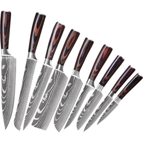 Stainless Steel Kitchen Knives Scissors Chef Slicer Nakiri Knife Laser Knief Sharp Santouku Cleaver Slicing Utility Knives tool