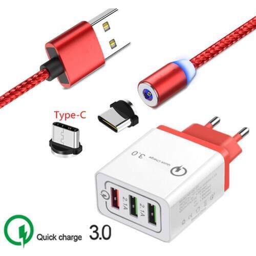 Magnetic Cable Type C Magnet Charge Wire For Samsung Galaxy A9 A70 A50 QC 3.0 USB Fast Charger adapter for Honor 9X 9 10 20 Pro