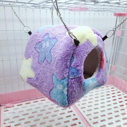 Coral Fleece Small Pet Cage Nest Bakery Shape Hamster Mini Pet Hammock Warm Winter Born Cat Dog House Rodent/Guinea Pig/Hedgehog