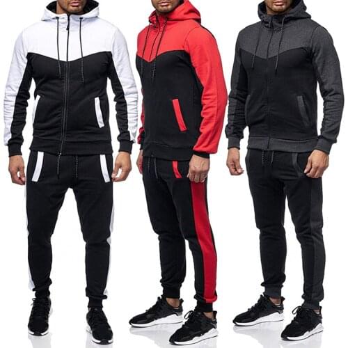 2021 Mens Sets New Fashion Simple All-match Cardigan Sweatshirt Youth Color-blocking Long Sleeve Zipper Hoodies