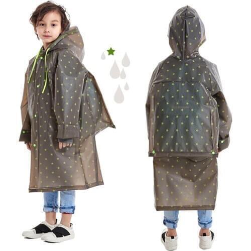 Kids Raincoat Waterproof Impermeable Poncho EVA Hooded Schoolbag Cover Rainwear For Children school travel outdoor walking