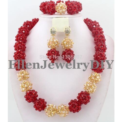 Nigerian Wedding African Crystal beads Jewelry Sets dubai bridal statement jewelry African Beaded necklace Sets W8203