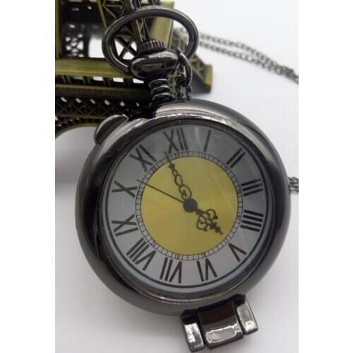 New bronze antiques Transparent glass Roman numerals high-grade man and woman necklace cowboy chain pocket watch