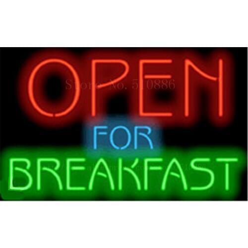 Open for Breakfast neon sign Handcrafted Light Bar Beer Pub Club signs Shop Store Business Signboard diet food19"x15"
