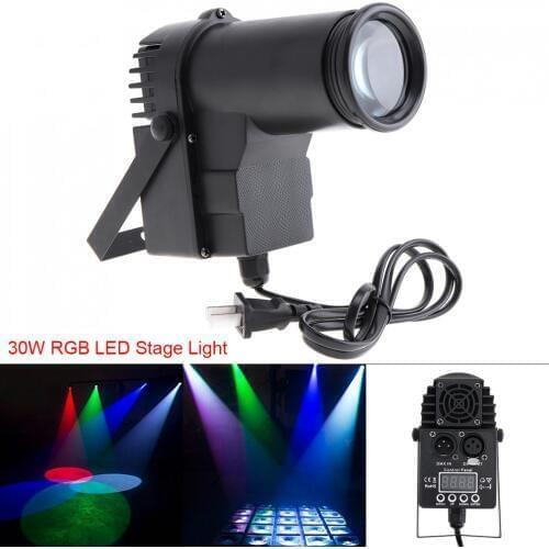30W RGBW 4 in 1 DMX Full Color LED Spotlight Stage Light 6 Channel Atmosphere Light with Voice Control for Stage Bar KTV
