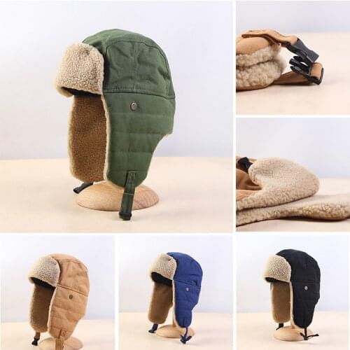 2021 New Winter Bomber Hats Earflap Cotton Ushanka Cap Thickened Warm Russian Hat Cycling Skiing Outdoor Windproof Ear Flap