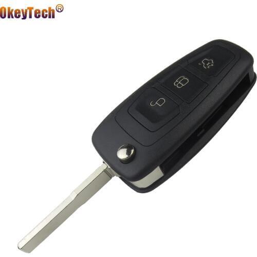 OkeyTech For Ford Focus 2 Fiesta Mondeo Galaxy 3 Button Flip Folding Smart Switchblade Key Cover Case Replacement Fob Free Ship