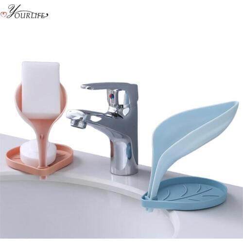 OYOURLIFE Three-dimensional Leaf Soap Box Bathroom Double Layer Non-slip Drain Soap Tray Soap Holder Bathroom Accessories