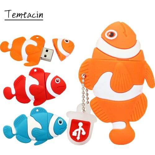 Clown Fish USB Flash Pen drive Memory Stick Drive 4GB usb 8 16 32 gb 128 64 256GB Pendrive Thumb drive Cartoon Personalized gift
