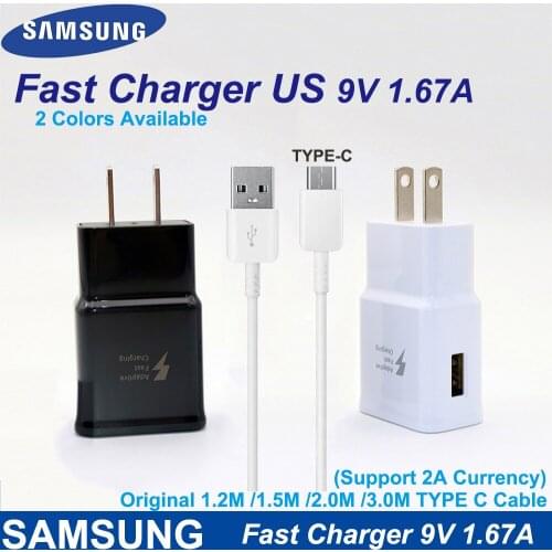 Samsung 9V1.67A Fast Charger US 5V2A Fast Charger US Travel Adapter 1.2M/1.5M/3M Type-C FAST Cable For Samsung Note 10 9 A50 A70