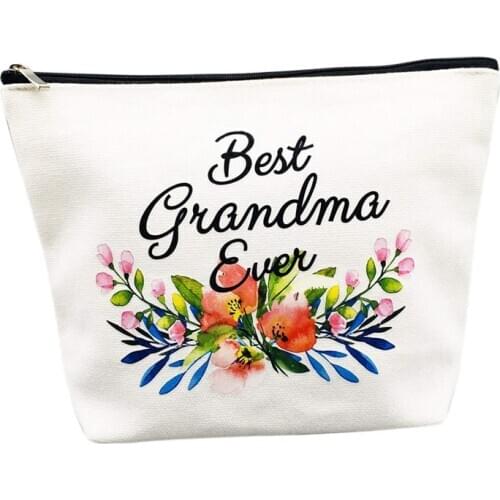 Best grandma Ever Canvas Cosmetic bag Mothers Day birthday Christmas New Year Thanksgiving retirement baby shower present Gift