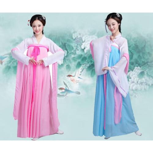 Lady Traditional Dance Clothes Pink Yellow Blue Outfit Chinese Princess Dress Costumes for Women Summer Hanfu Tang Dynasty