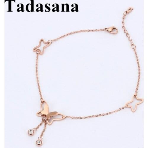 Butterfly Pendant Female Anklets Foot Chain Summer Yoga Beach Leg Chain Bracelets For Women Jewelry Rose Gold Silver Color