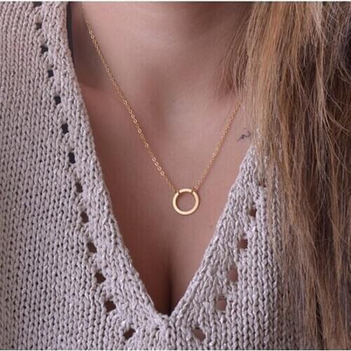 Woozu 2019 Fashion punk Circle Pendant Necklace Bohemian Charm Statement Choker Necklace For Women Jewelry wholesale