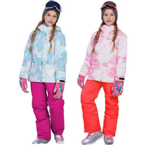 2020 Girl Winter Snow Sets Windproof Ski Jacket and Pant Outdoor Children Clothing Set Teens Kids Warm Ski Suit for Girls