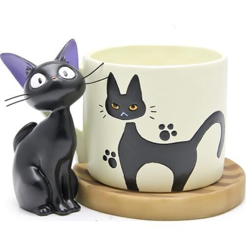 1set New Figures Toy Cute Cup Kiki Cat Flower Pot Pvc Action Figure Toys Collection Model Toy