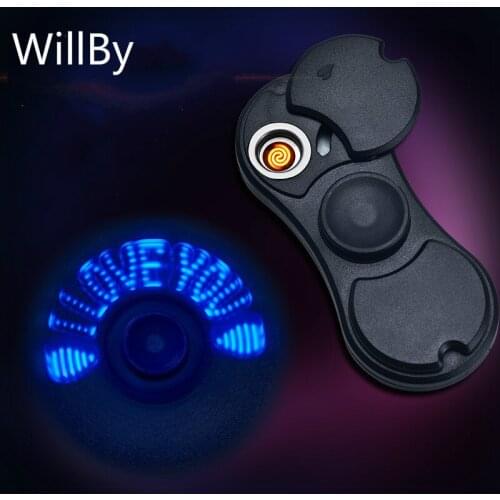 2PCS/LOT Creative Plastic Simple Style Fingertip Gyro USB Rechargeable Cigarette Lighter