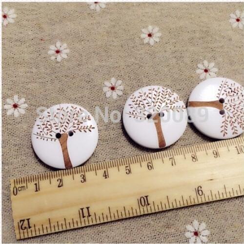 20pcs 30mm Large Wood Buttons Tree Engraving Lacer Sewing Button DIY Christmas Embellishments Cardmaking Scrapbooking
