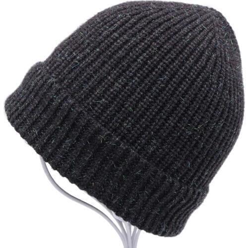 2019 winter Knitted Skullies Warm hats for women Cashmere knit beanie hat female wool Fluffy lining Silver plated yarn