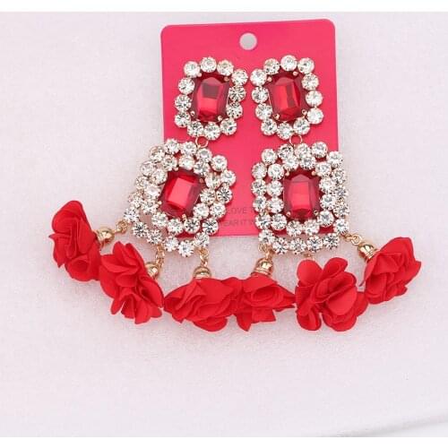 2021 New Boho Statement Jewelry Long Tassel Big Earring Dangle Drop Crystal Earring For Women Oorbellen