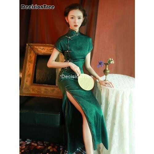 2021 chinese dress chinese traditional cheongsam retro dress women long elegant festival lady vestido qipao cheongsam dress