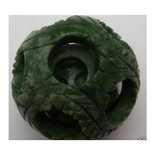 707++Splendiferous Chinese jade flower magic Puzzle Ball 50mm + Stand