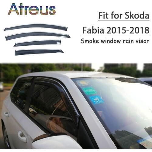 Atreus 1set ABS For 2018 2017 2016 2015 Skoda Fabia Accessories Car Vent Sun Deflectors Guard Smoke Window Rain Visor