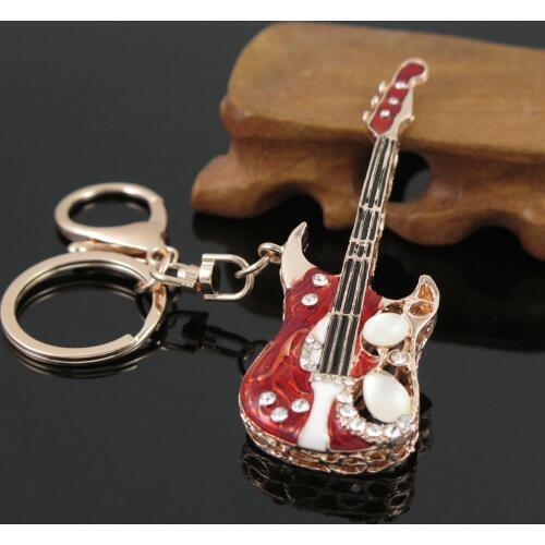 TianBo Key Chains Holder For Car Keyrings Fashion Mini Guitar Keychain Crystal Cute Gadgets for Women Man Gift Keychain