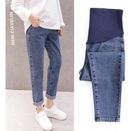 Pregnancy Abdominal Pants Boyfriend Jeans Maternity Pants For Pregnant Women Clothes High Waist Trousers Loose Denim Jeans