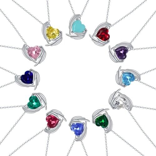 Bisaer New Genuine 925 Sterling Silver Love of Birthstones Chain Necklace for Women Girl Gift Silver women Collar Gift EFN217