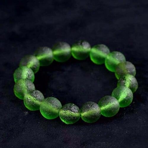 7/9/11/13mm Authentic MOLDAVITE Stretch Bracelet Natural Crystal Unisex Jewellry Energy Meteorite Stone Healing Bracelet FS-37KP