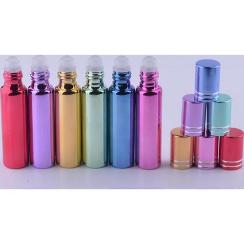 New Fashion 200pcs 10ml refillable glass perfume roll on bottles, essential oils glass vials with roller ball