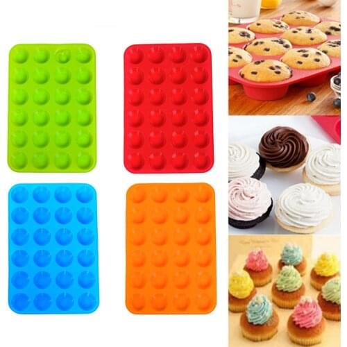 Cake Mold 24 Cavity Silicone Soap Cookies Cupcake Bakeware Pan Tray Mould Home Mini Muffin Cup Non-stick Jelly&Candy Mold