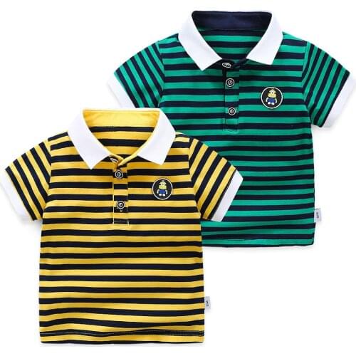 Size 3-11y Kids Polo Shirts Summer Boys Tops Tees Clothing Short Sleeve Cartoon Turn-down Collar Children Clothes C26