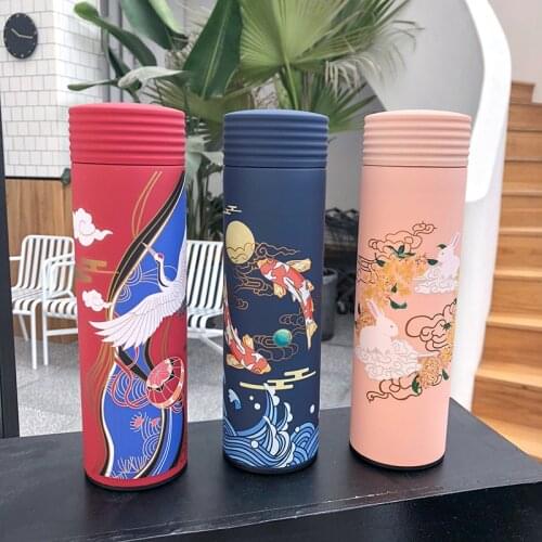 450ml Chinese Style Insulation Tumbler Coffee Mug Stainless Steel Vacuum Flask With Filter Travel Mug Leakproof Sport Thermo Cup