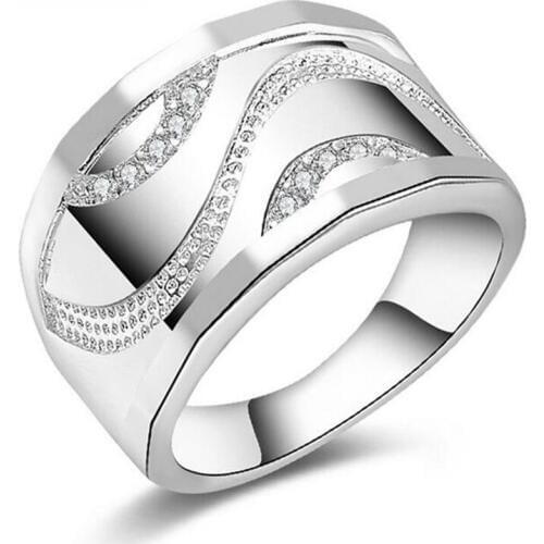 Fashion 925 inlaid with multiple crystal silver ring Korean version of the end of Europe and the United States Fan Fan # 68