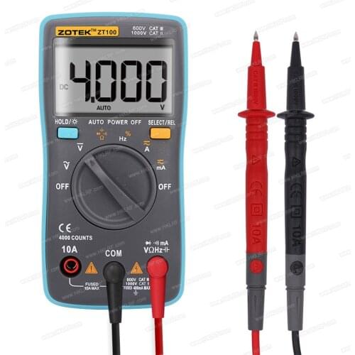 ZOTEK ZT100 Multimeter Digital Multi Tester Back Light AC/DC Voltmeter Diode