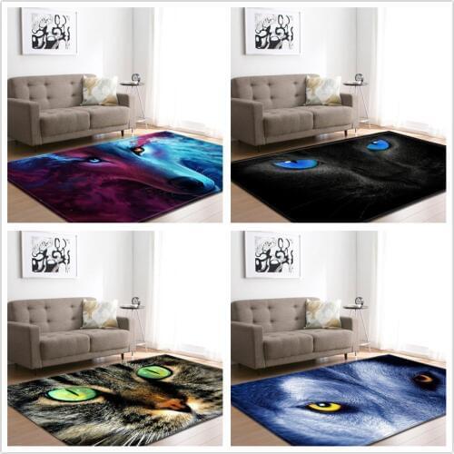 Cartoon Animal Cat/Wolf/eagle Eye 3D Printed Carpets for Living Room Bedroom Area Rug Kids Room Floor Door Mat Childrens carpet