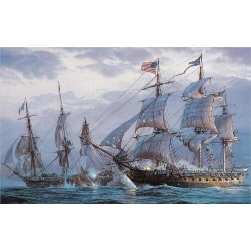 Wall Art Cuadros Painting Sea Battle Sailing Frigates Shots Damage On Canvas Ocean Boat Boats Ship 4 Sizes Fabric Poster Print