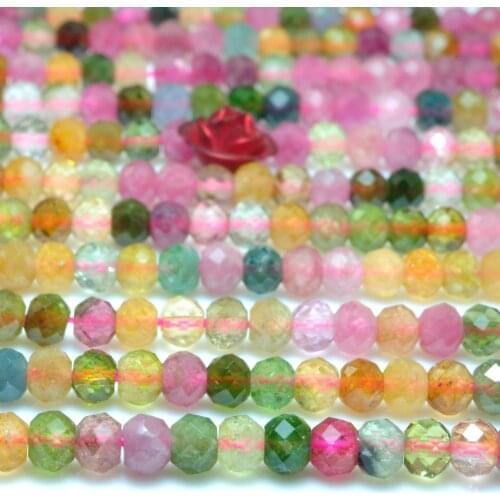 Natural Rainbow Tourmaline Faceted Rondelle Loose Beads Wholesale Gemstone Semi Precious Stone Bracelet Necklace Jewelry Making