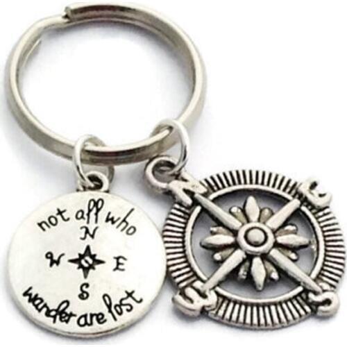 Not All Those Who Wander Are Lost Compass Keychain Adventure Keychain Hobbit Quote Literary Fantasy Key Chain Graduation Gift