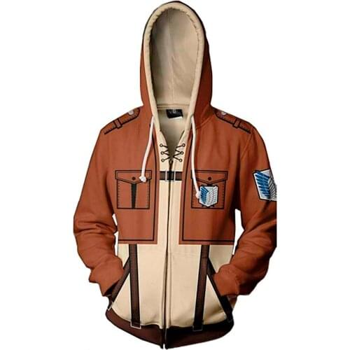 New Men Hooded Attack On Titan Survey Corps 3D Printed Hoodies Cosplay Coat Fashion Casual Women Zipper Sweatshirts Hip Hop Tops