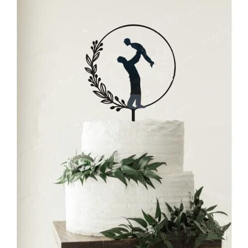 New design dad with me cake topper kid and dad birthday cake topper acrylic black cake decorating
