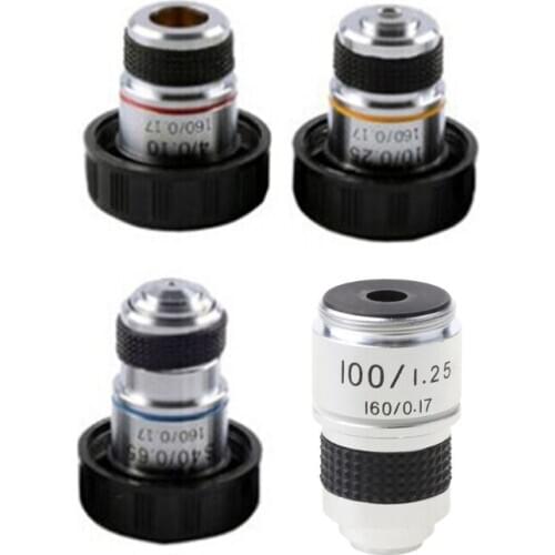 4X 10X 40X 100X High Quality Microscope Objective Lens Achromatic Objective Laboratory Biological Microscope parts