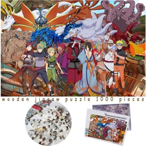 MOMEMO Wooden 1000 Pieces Puzzles Cartoon Anime Uzumaki Tailed Beasts Jigsaw Puzzle Bijuu Kyuubi Kurama Adults 1000 Puzzle Toys