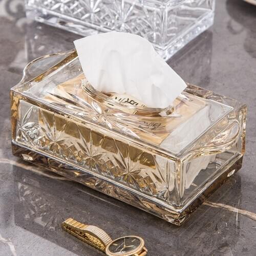 Nordic Luxury Tissue Boxes Creative Glass Napkin Holder Living Room Tissue Box Container Set Tisue Holder House Container AB50ZJ